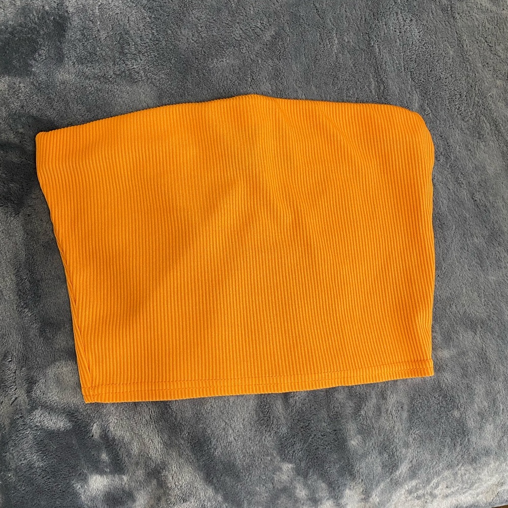 Orange Ribbed Tube Top